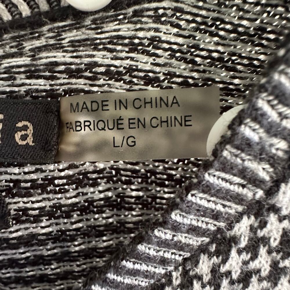 Alice + Olivia Employed Black & White Houndstooth Knit Top Size Large - Picture 8 of 8